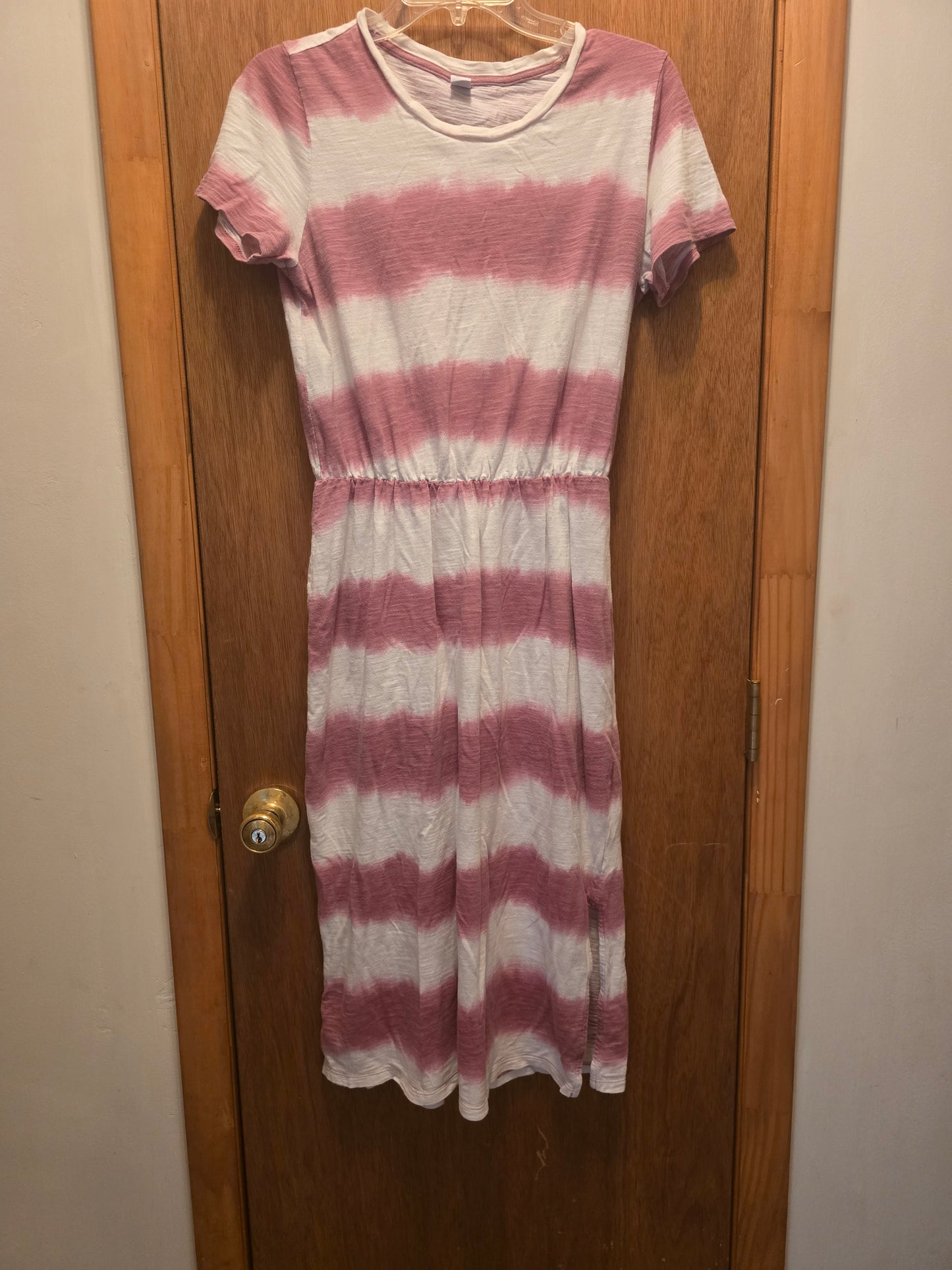 Old Navy Dress medium Short Sleeve Tie Dye Elastic Waist Light Burgendy