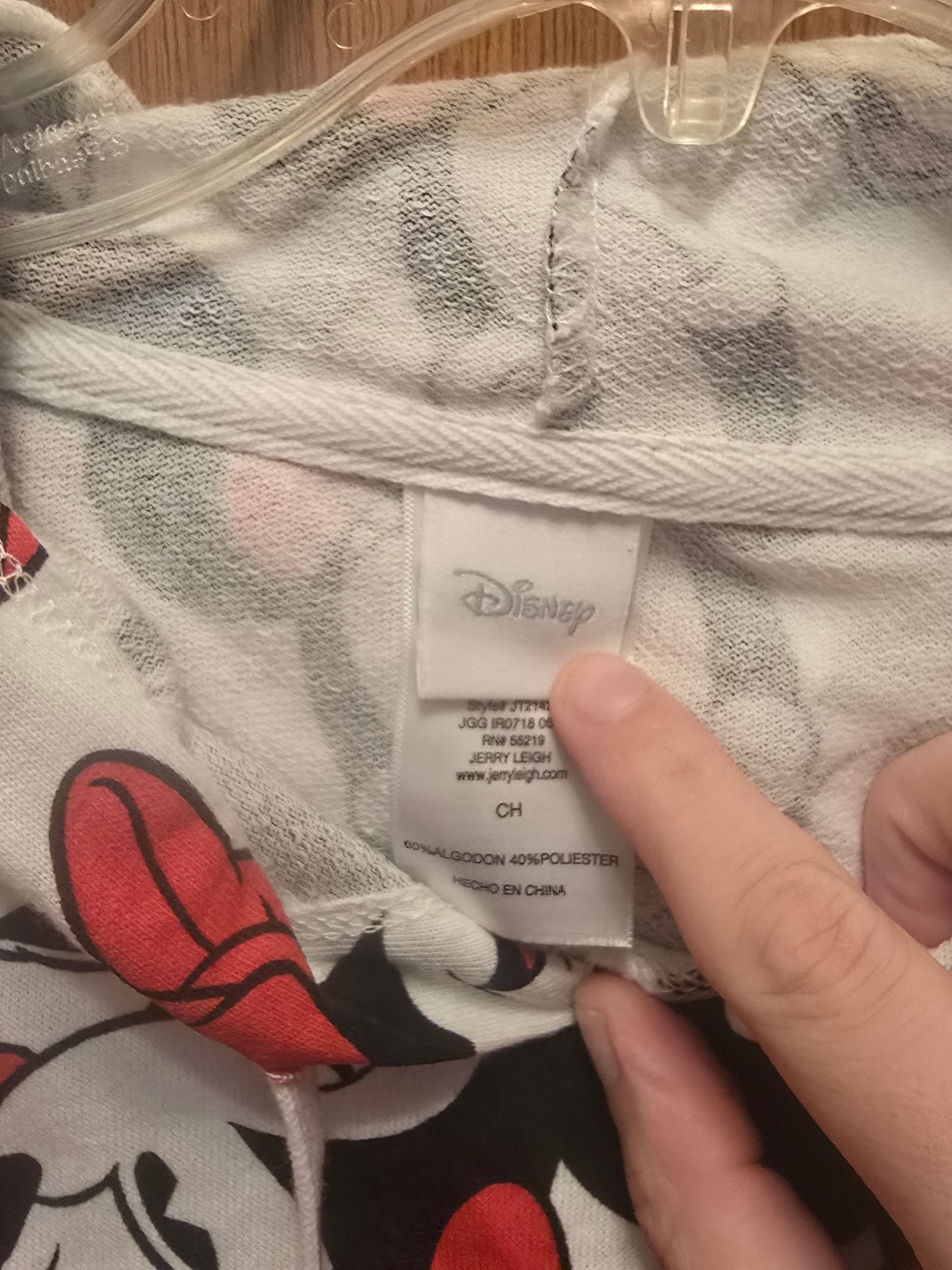 Disney Ladies Mini Mouse Top print redbw/ Ears Full Zip Hoodie Size Small