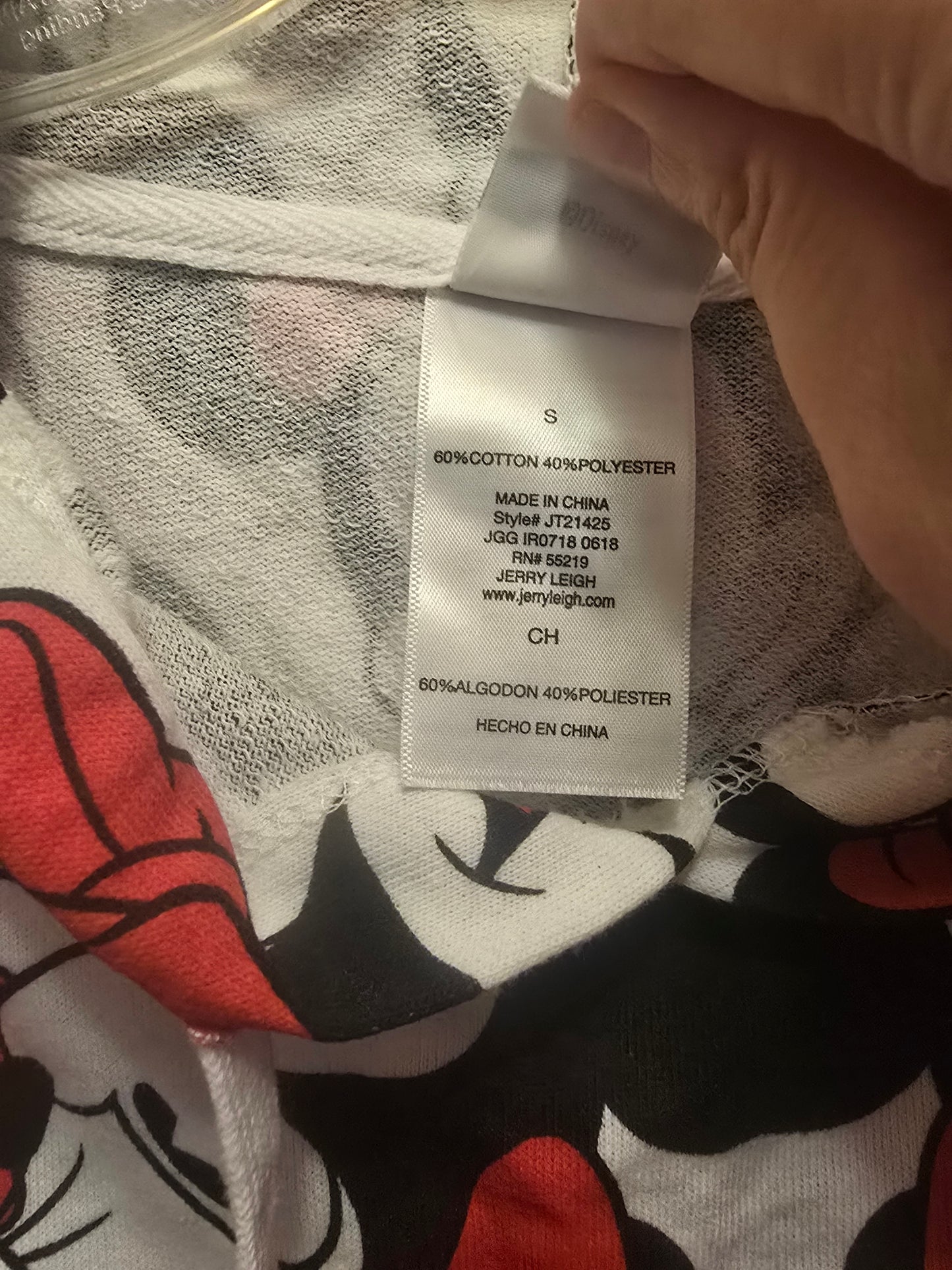 Disney Ladies Mini Mouse Top print redbw/ Ears Full Zip Hoodie Size Small