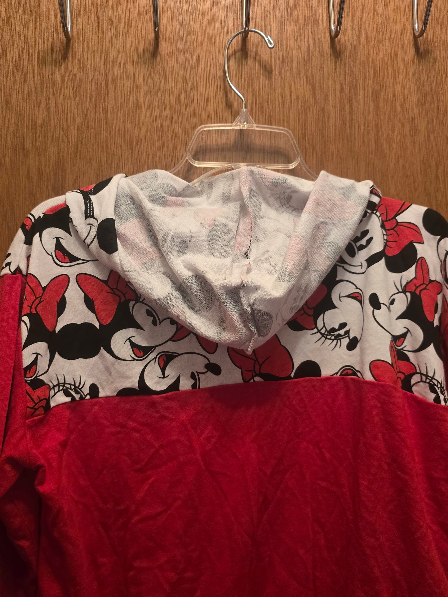 Disney Ladies Mini Mouse Top print redbw/ Ears Full Zip Hoodie Size Small