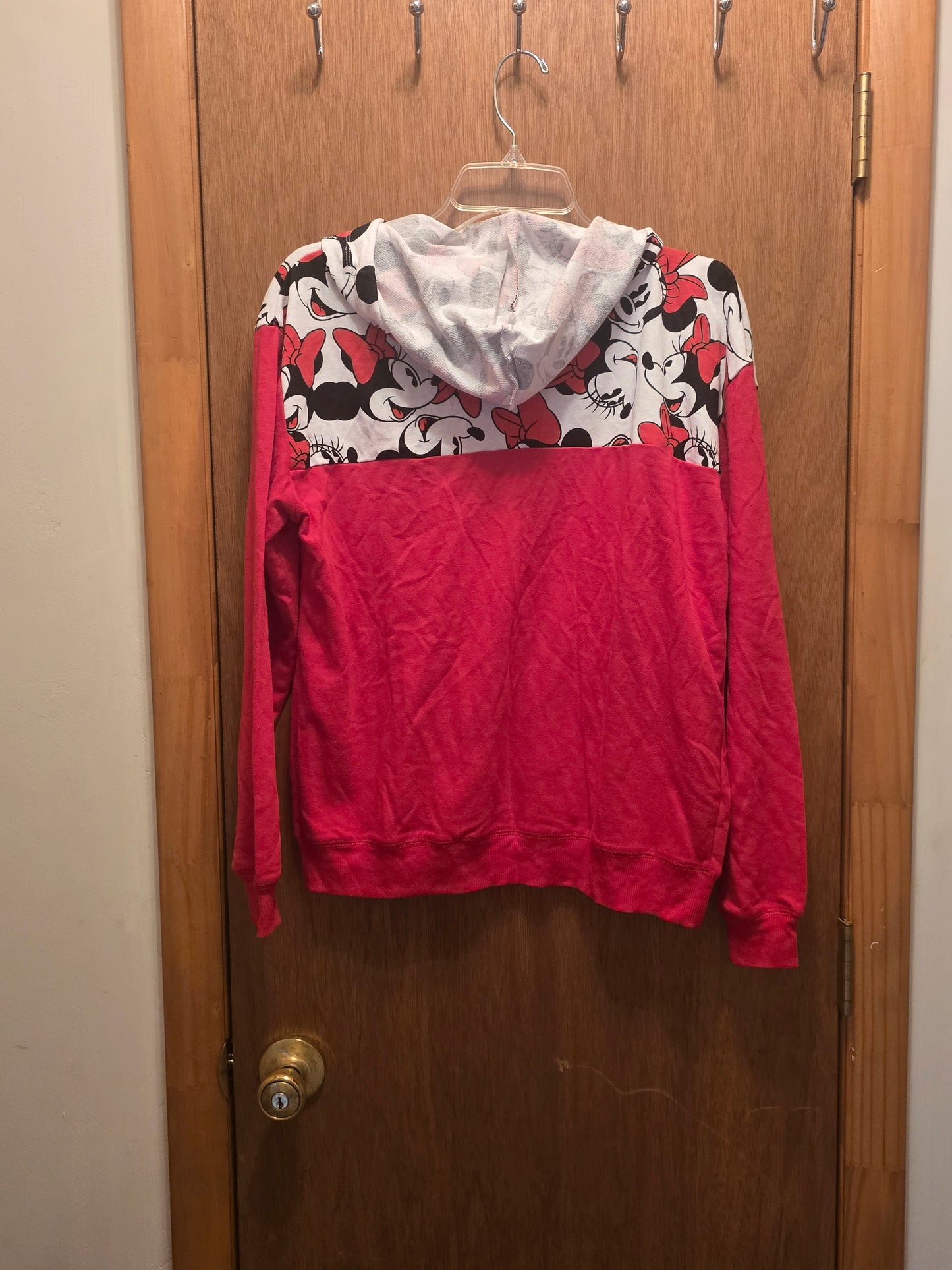 Disney Ladies Mini Mouse Top print redbw/ Ears Full Zip Hoodie Size Small