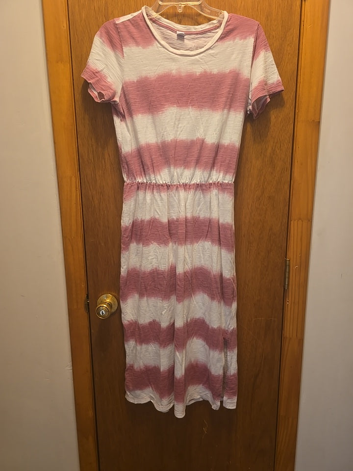 Old Navy Dress medium Short Sleeve Tie Dye Elastic Waist Light Burgendy