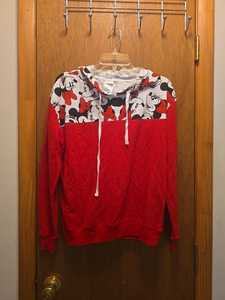 Disney Ladies Mini Mouse Top print redbw/ Ears Full Zip Hoodie Size Small