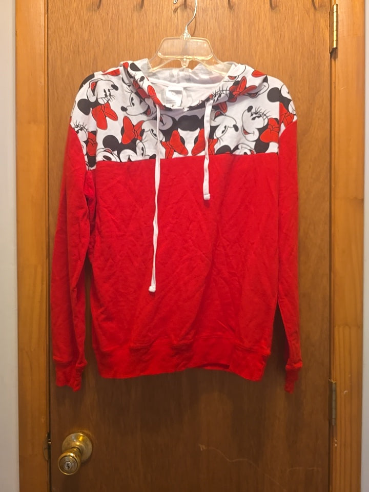 Disney Ladies Mini Mouse Top print redbw/ Ears Full Zip Hoodie Size Small