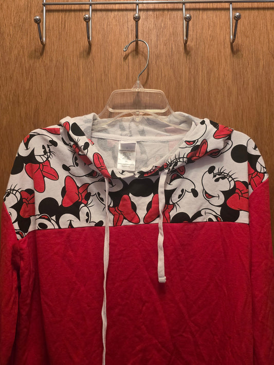Disney Ladies Mini Mouse Top print redbw/ Ears Full Zip Hoodie Size Small