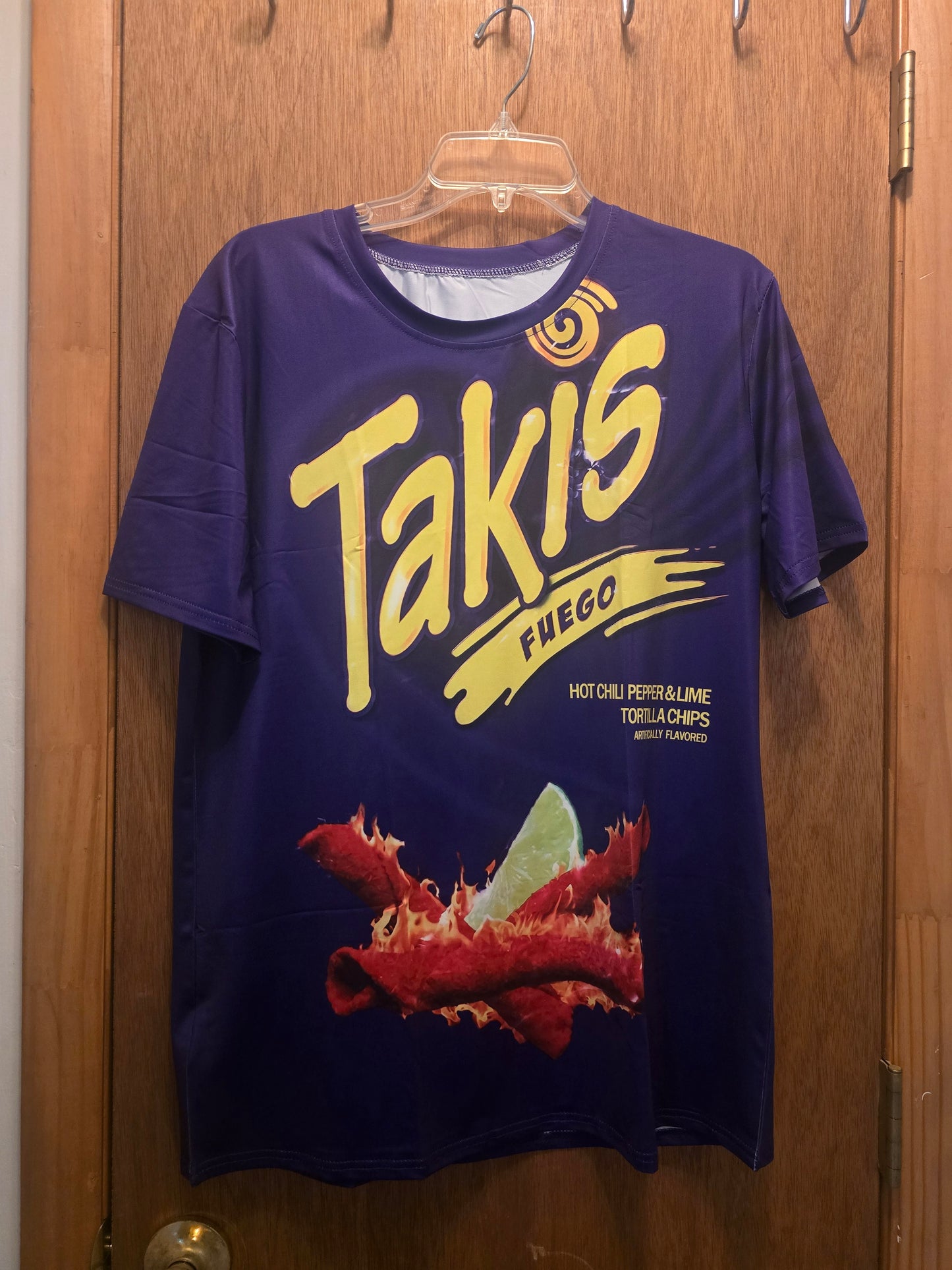 Takis Fuego Tortilla Chips Jersey Medium Tee Purple All Over Print Double Sided