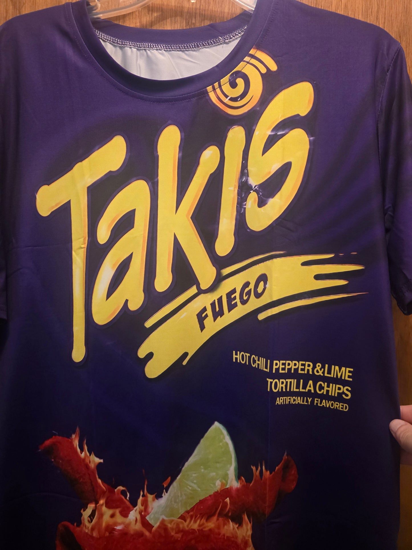 Takis Fuego Tortilla Chips Jersey Medium Tee Purple All Over Print Double Sided