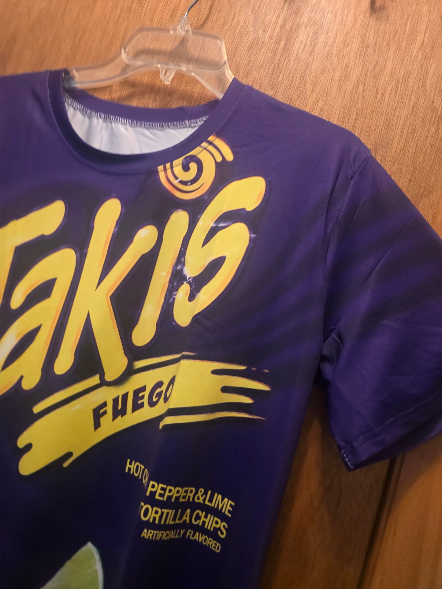 Takis Fuego Tortilla Chips Jersey Medium Tee Purple All Over Print Double Sided
